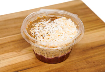 Overnight Oats - Cranberry Strawberry Jam w/ Almond Butter & Toasted Coconut