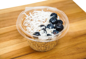 Overnight Oats w/ Blueberries, Almond Butter & Coconut Flakes